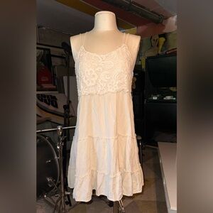 Cream Crocheted Spaghetti Strap Dress